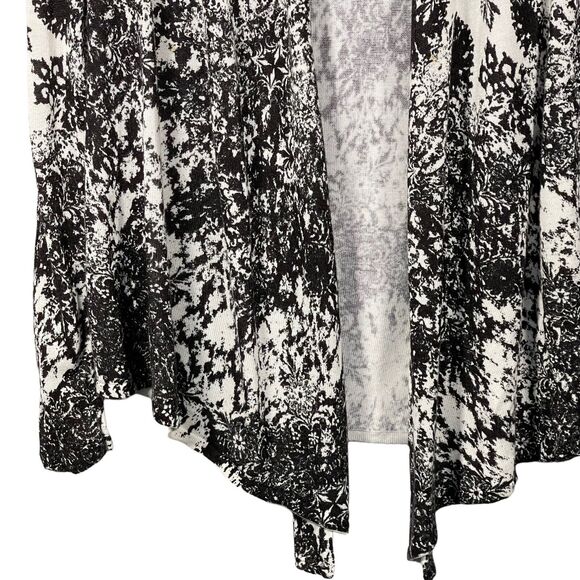 Soma Intimates Open Front Cardigan Knit Sweater Black White Print Size S *STAINS - Picture 4 of 12
